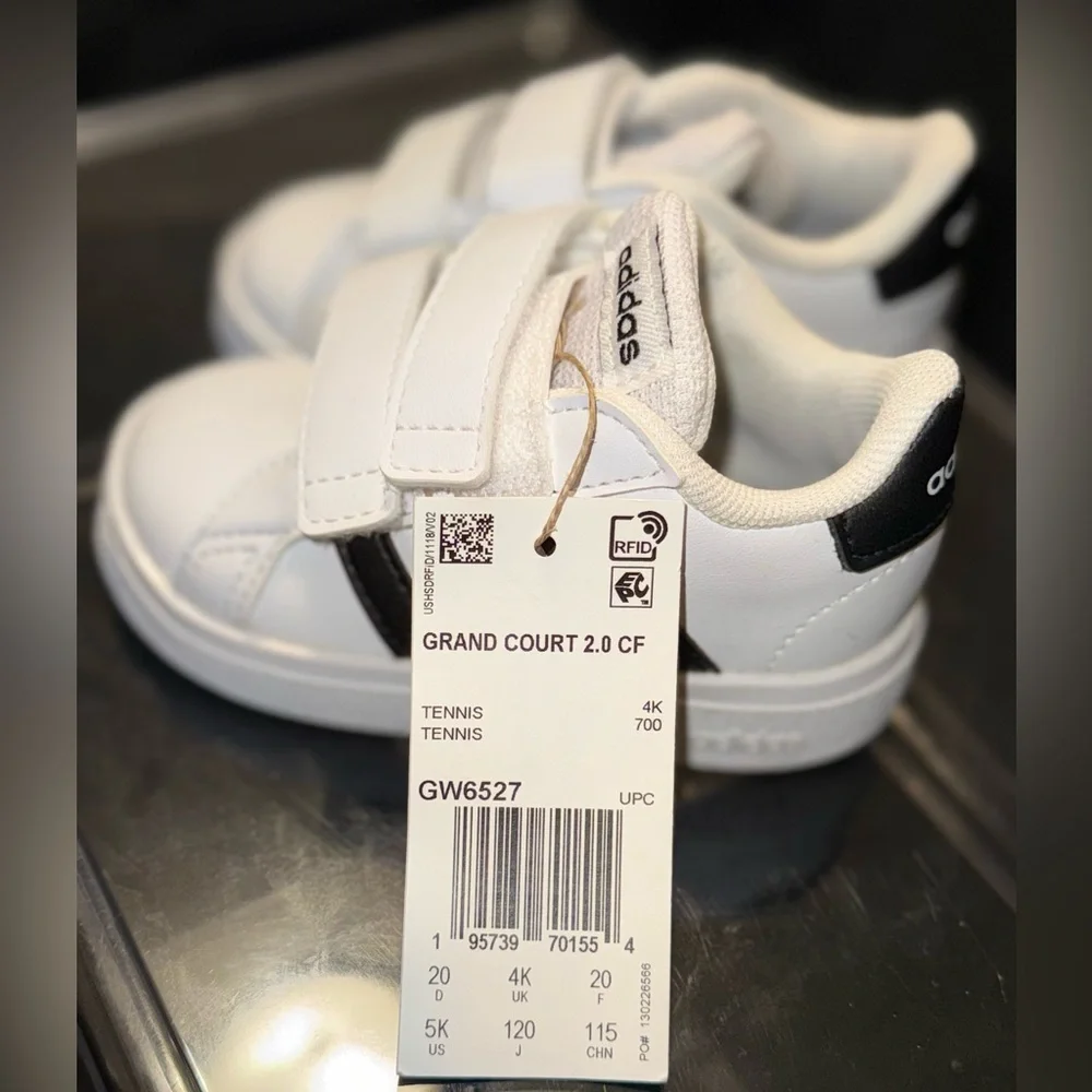 Adidas baby White Black Velcro Strap Sneakers - Picture 9 of 12